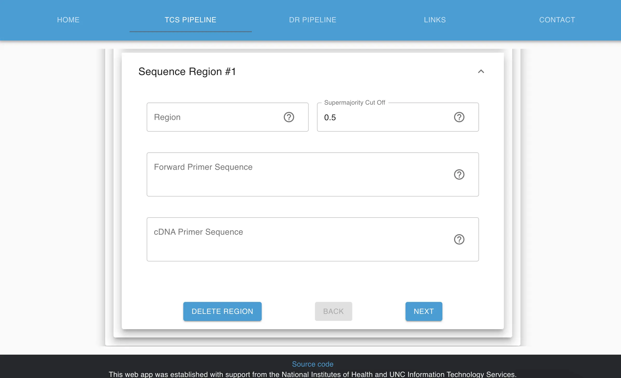 Step 1/5 of configuring each sequence primer.